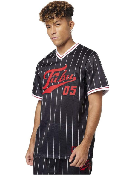 CAMISETA FUBU VARSITY PINSTRIPED MESH TEE