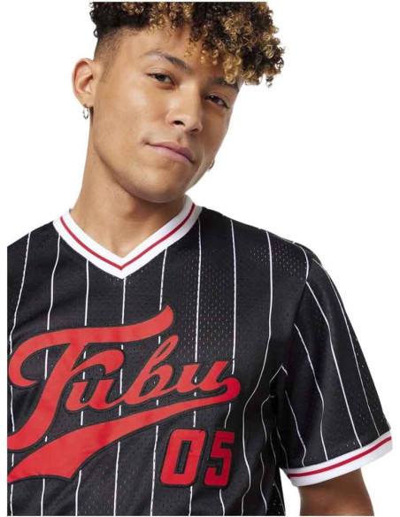 CAMISETA FUBU VARSITY PINSTRIPED MESH TEE