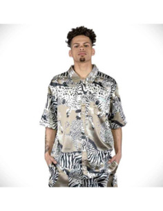 CAMISA GRIMEY ANIMAL SATIN BUTTON UP SHIRT