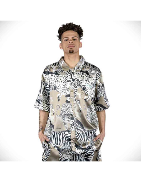 CAMISA GRIMEY ANIMAL SATIN BUTTON UP SHIRT