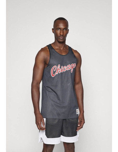 TIRANTA MITCHELL AND NESS NBA REVERSIBLE MESH PRACTICE TANK VINTAGE LOGO BULLS