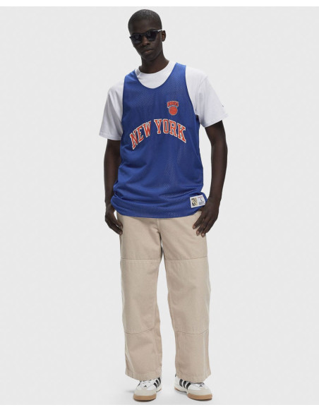 TIRANTA MITCHELL AND NESS NBA REVERSIBLE MESH PRACTICE TANK VINTAGE LOGO KNICKS